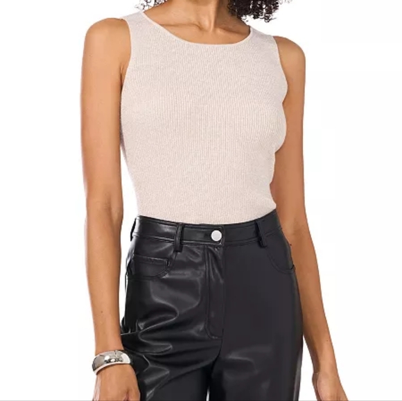NWT - Vince Camuto Sweet Ivory Metallic Gold Sleeveless Sweater Size XL - Picture 1 of 11